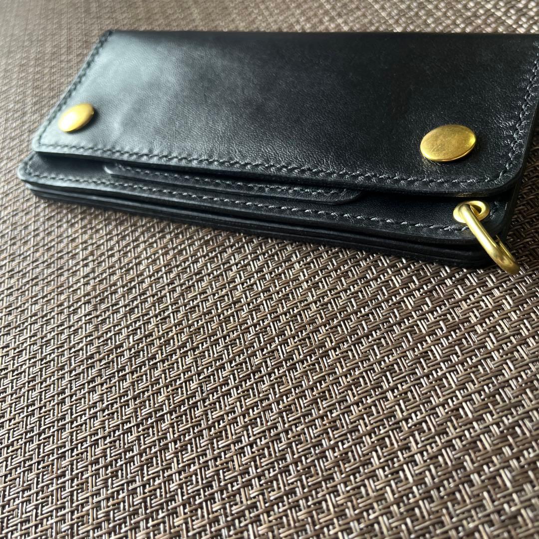 MARYAM ホースフロント ロングトラッカーウォレット 芯通しブラック