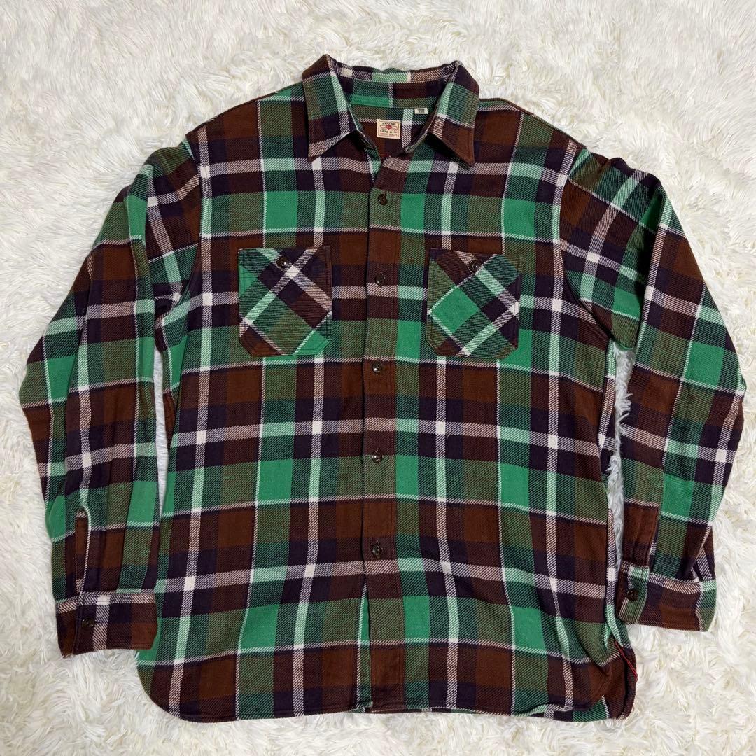 美品　SUGAR CANE 日本製 ネルシャツ L グリーン