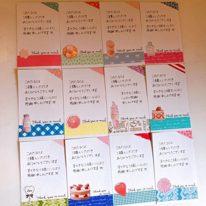 手書きサンキューカード　30枚　ガーリーmix