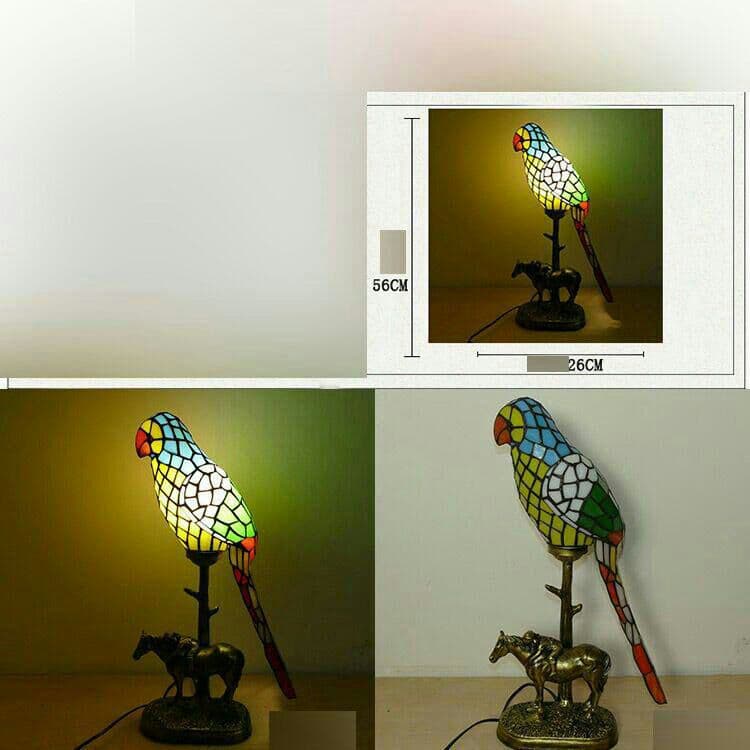ティファニースタイルテーブルランプ電気スタンドガラスランプ \r オウム24