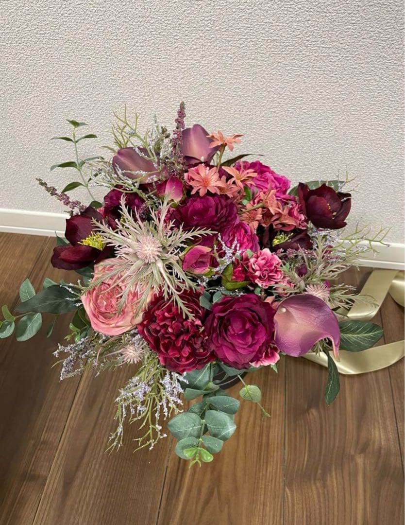 ２４日まで値下げ　当日写真あり プリザーブドフラワー ブーケ ピンク紫赤
