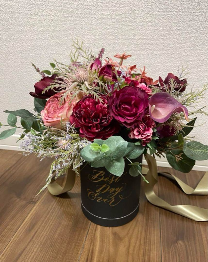 ２４日まで値下げ　当日写真あり プリザーブドフラワー ブーケ ピンク紫赤