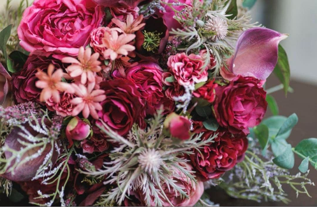 ２４日まで値下げ　当日写真あり プリザーブドフラワー ブーケ ピンク紫赤
