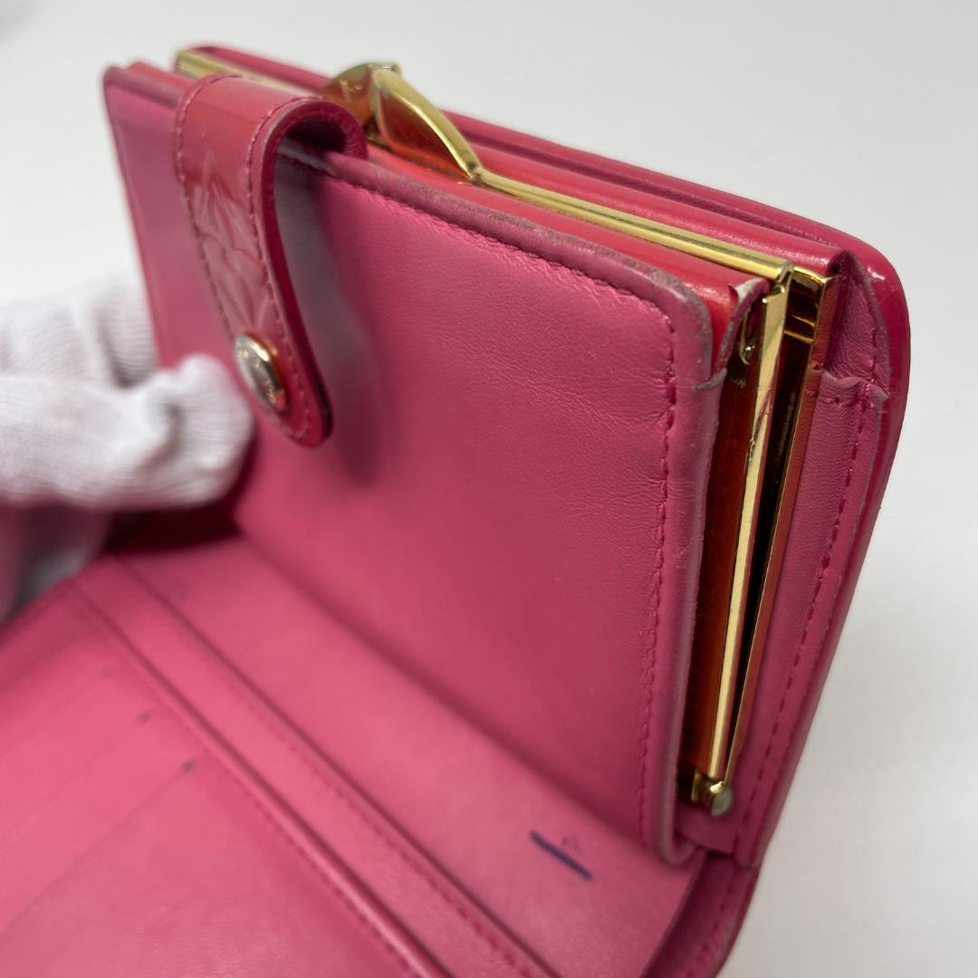 ルイヴィトン モノグラム ヴェルニ がま口 二つ折り財布 ピンク M9141F