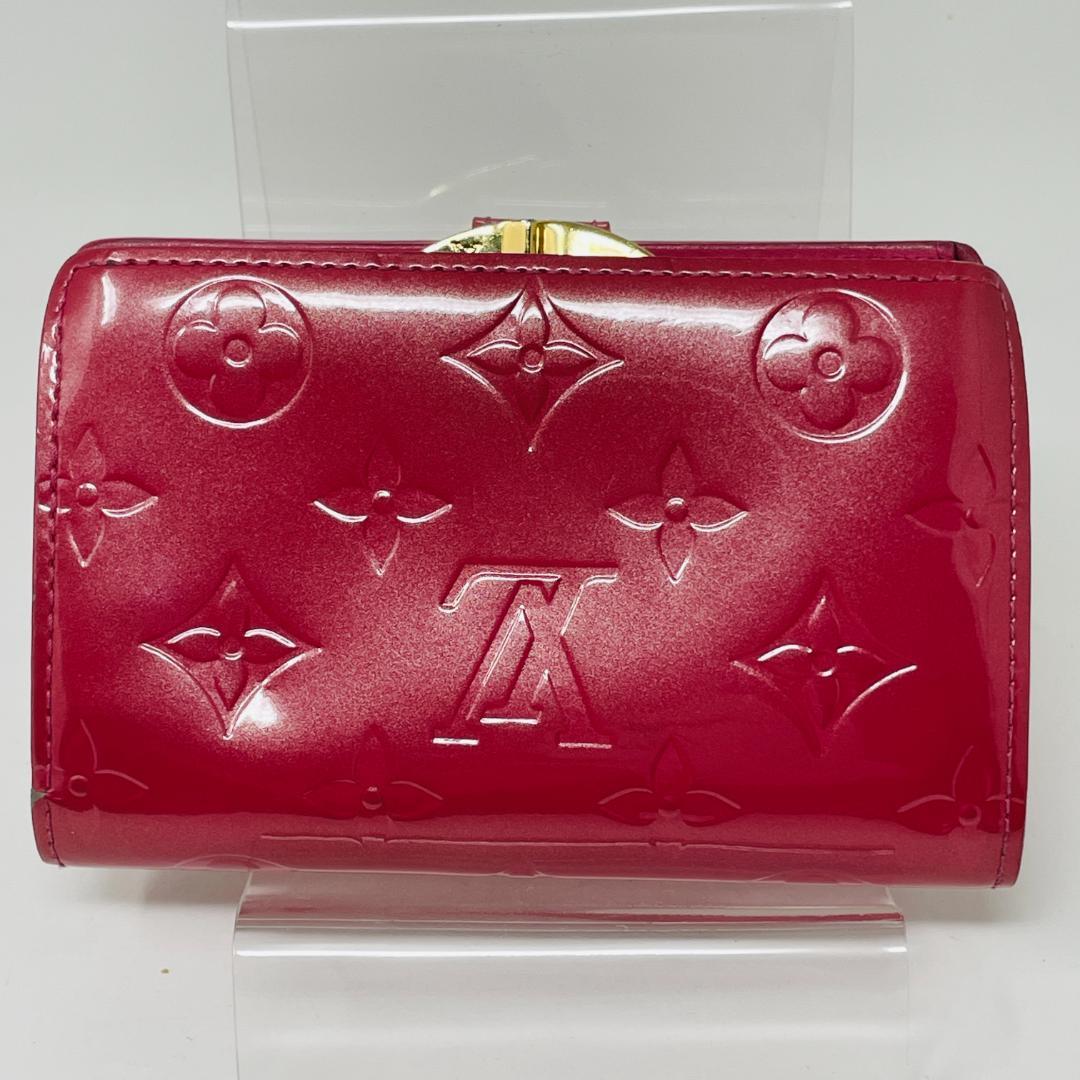 ルイヴィトン モノグラム ヴェルニ がま口 二つ折り財布 ピンク M9141F