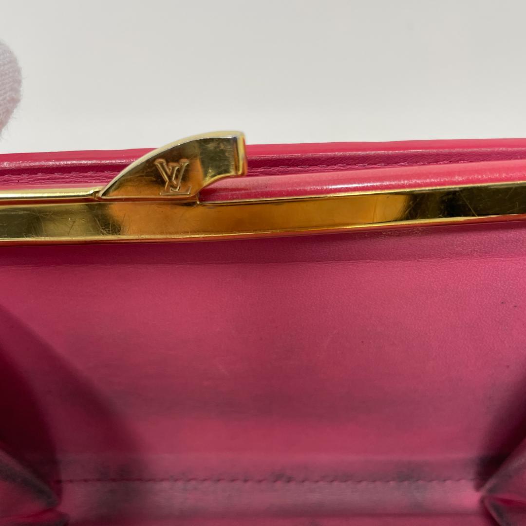 ルイヴィトン モノグラム ヴェルニ がま口 二つ折り財布 ピンク M9141F