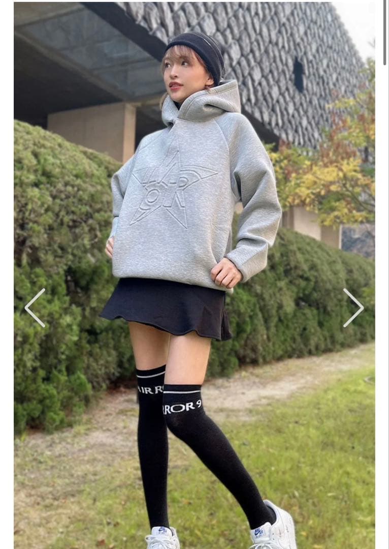 ミラーナイン　フード付きパーカー グレー