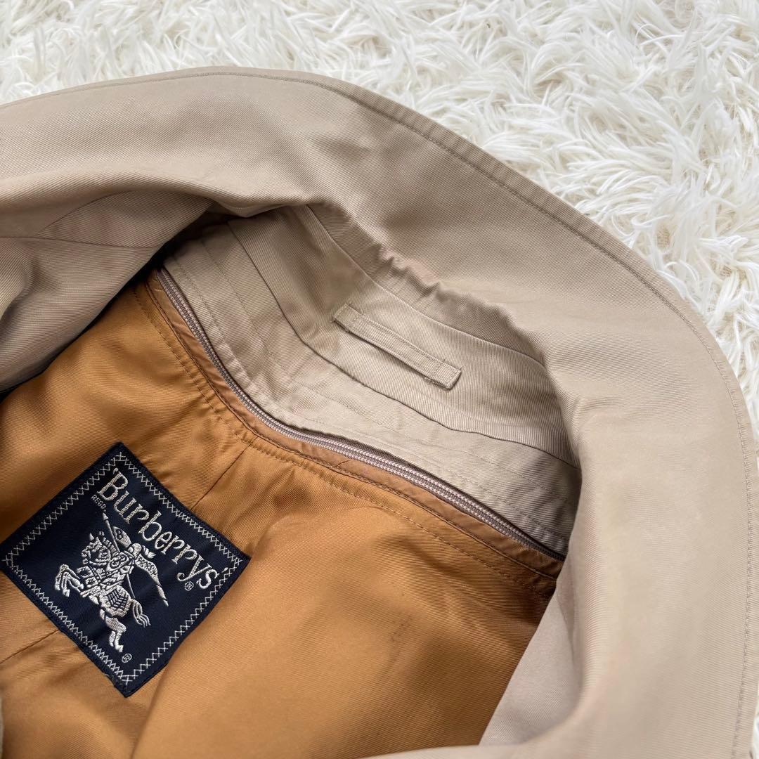 バーバリー ノバチェック ステンカラーコート　ライナー付 メンズL相当アイボリー