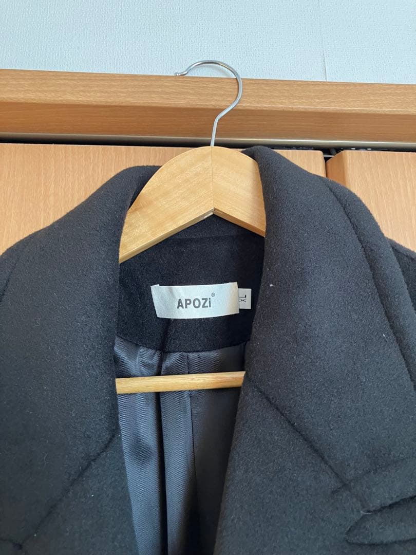 APOZI Collection ダブルスーパーロングコート　ブラック