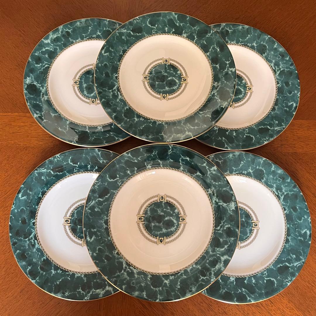 【希少品】英国製　ロイヤルウースター★メディチグリーン★デザート皿　6枚