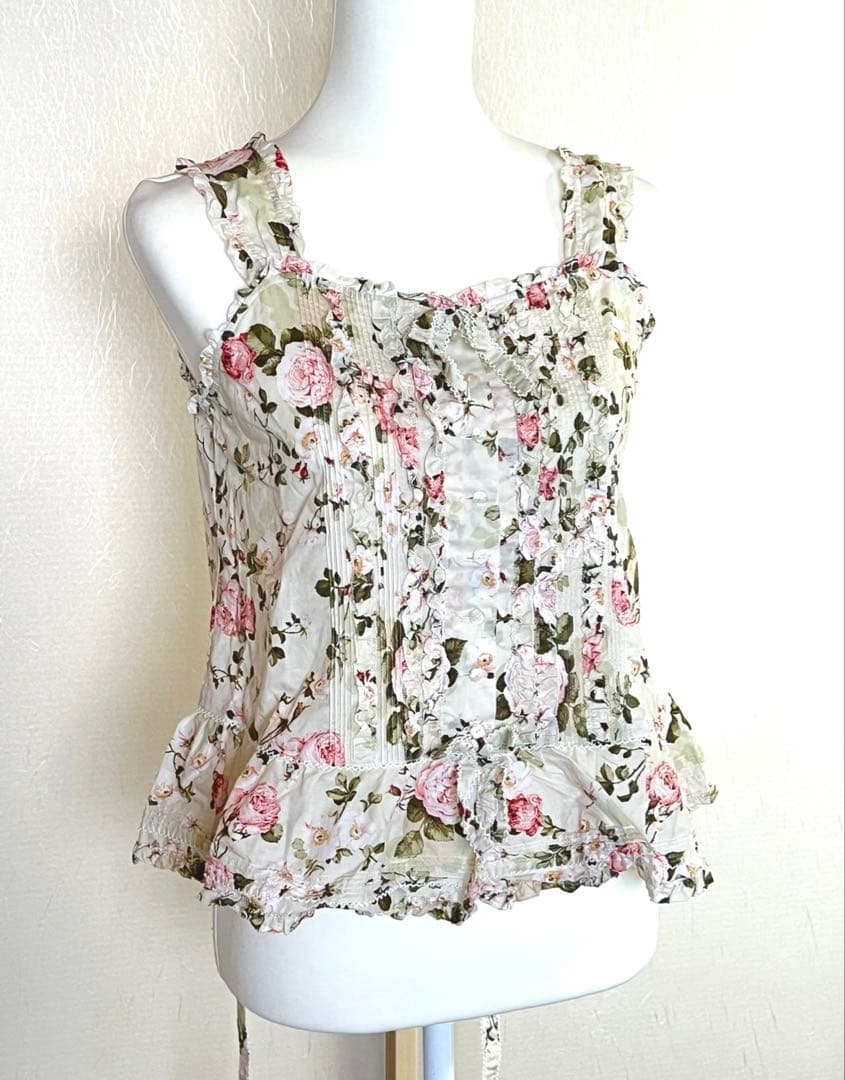 ピンクハウス　キャミソール　スカート　セットアップ　バラ　グリーン