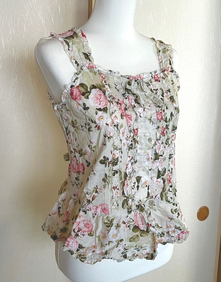 ピンクハウス　キャミソール　スカート　セットアップ　バラ　グリーン