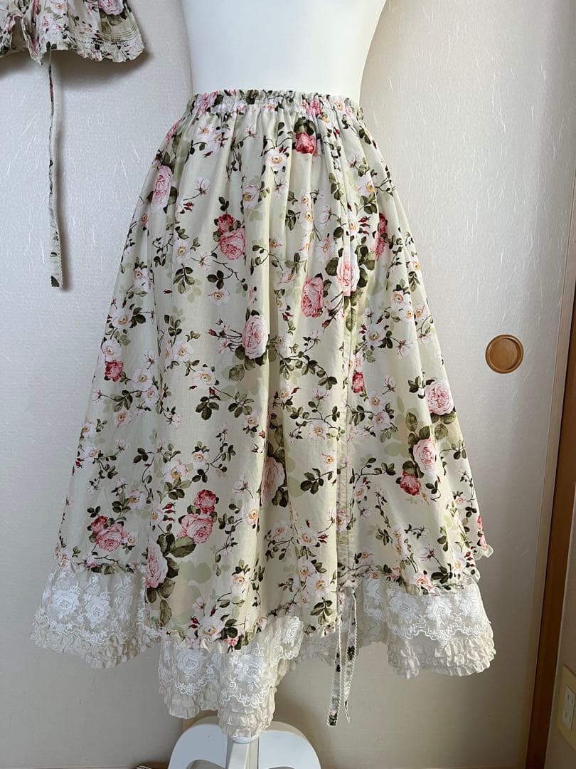 ピンクハウス　キャミソール　スカート　セットアップ　バラ　グリーン