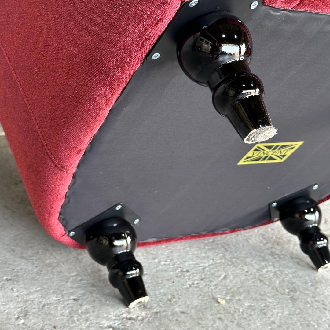 ★VINCENT★チェスターフィールド 1Pソファ ベルベット アンティーク調