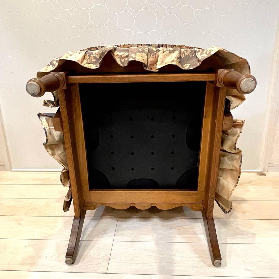 【希少】飛騨産業 穂高 キツツキマーク 花柄 ラウンジチェア アームチェア