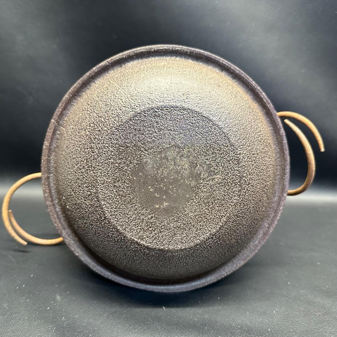 ♡Ed左1005 人間国宝 釜師 高橋敬典 真形羽釜 茶釜 釜釻 竹地紋