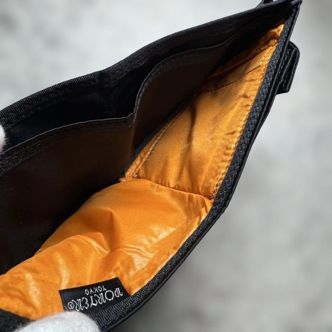 【ほぼ未使用】PORTER ポーター 二つ折り財布 ナイロン ブラック