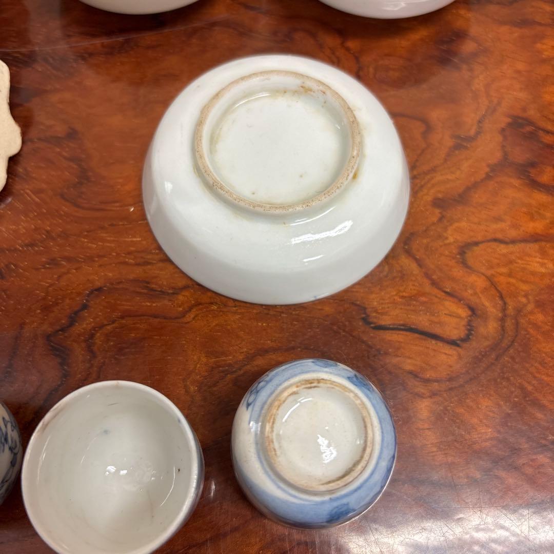 明治・大正時代の伊万里焼（古伊万里） 青い模様の食器セット o0114o9