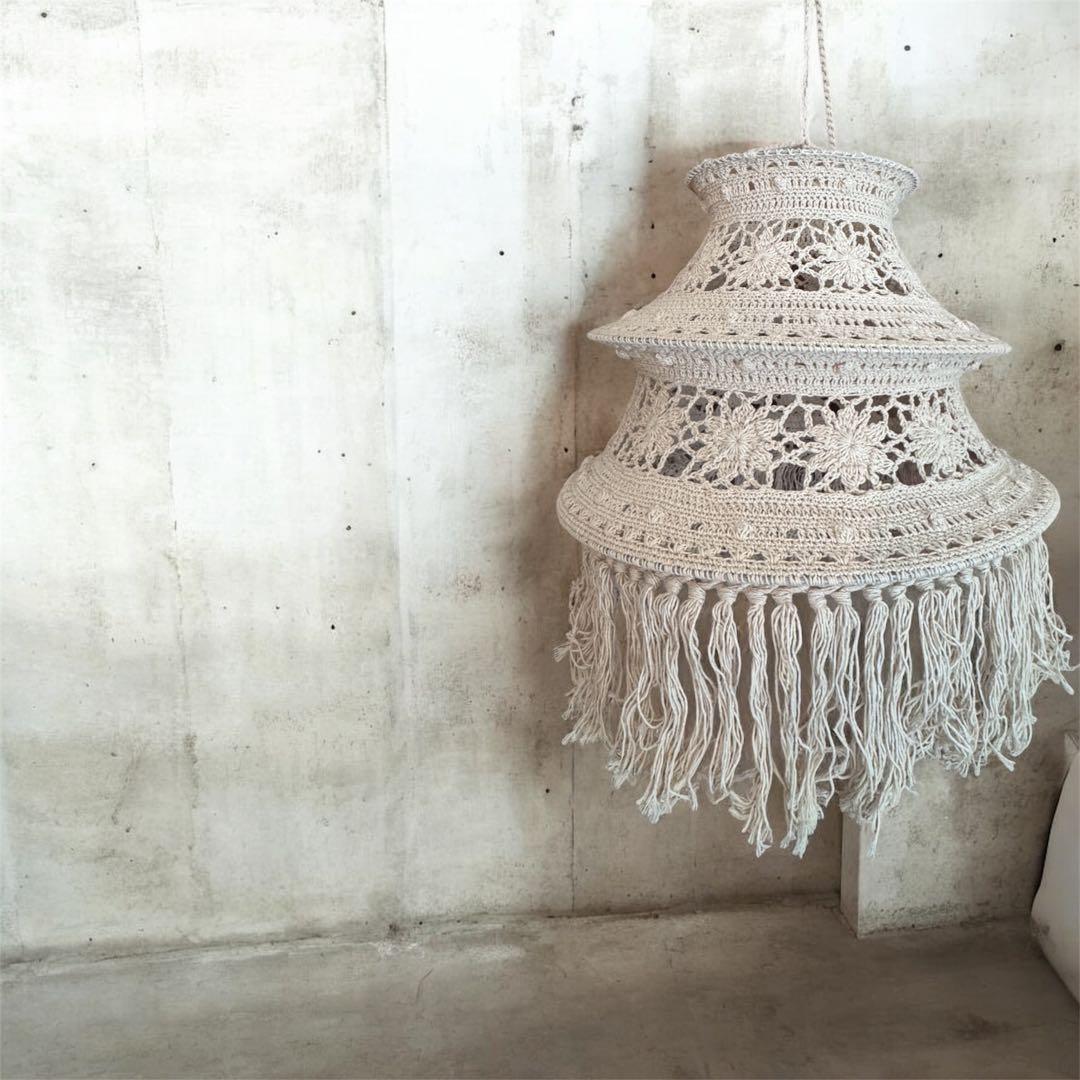 アンティーク★コットンレースフリンジペンダントライトシェード