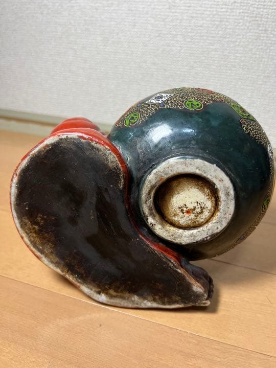 767 九谷焼　達磨　灰皿　時代物