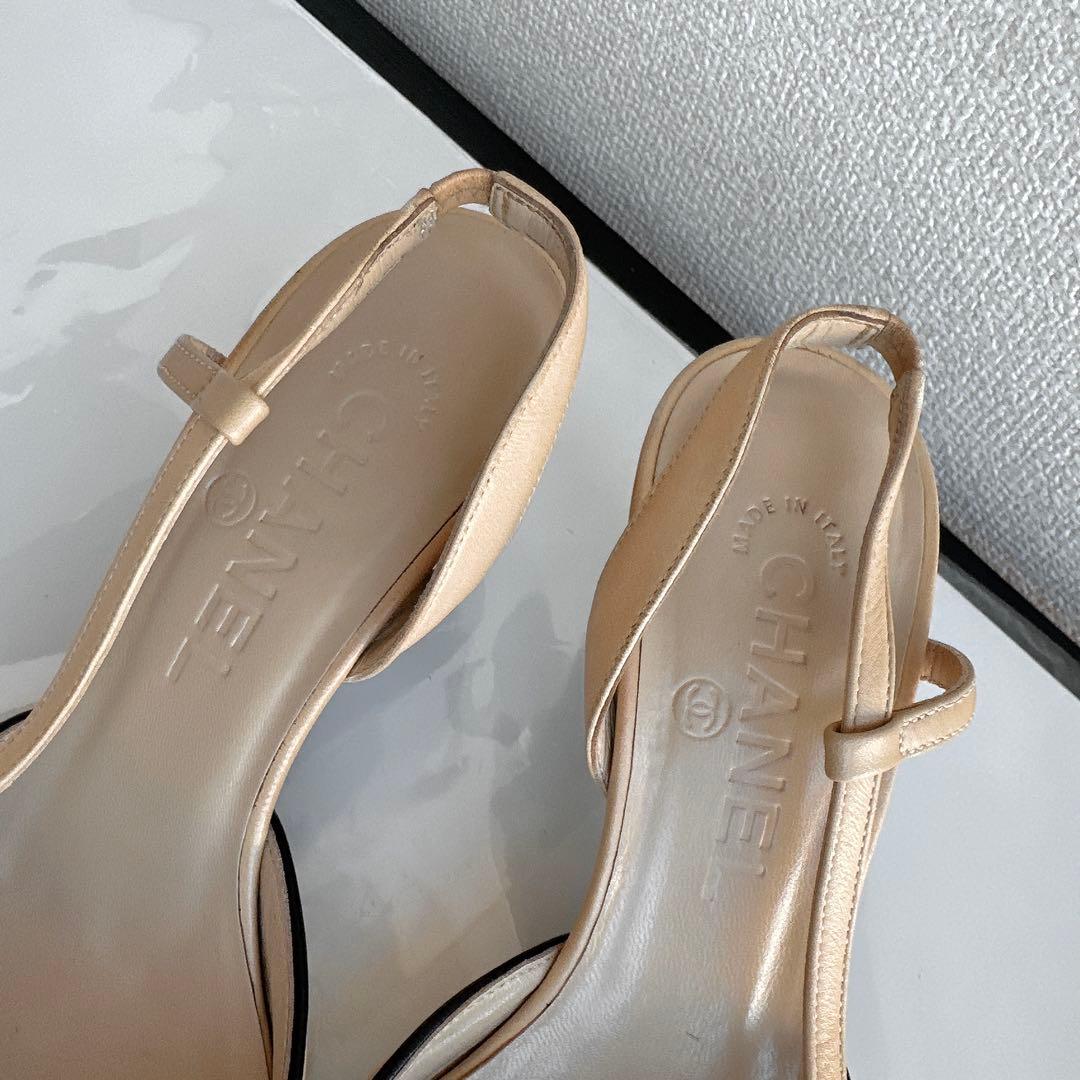 CHANEL シャネル　リボン　ココマーク　スリングバック　パンプス　ハイヒール