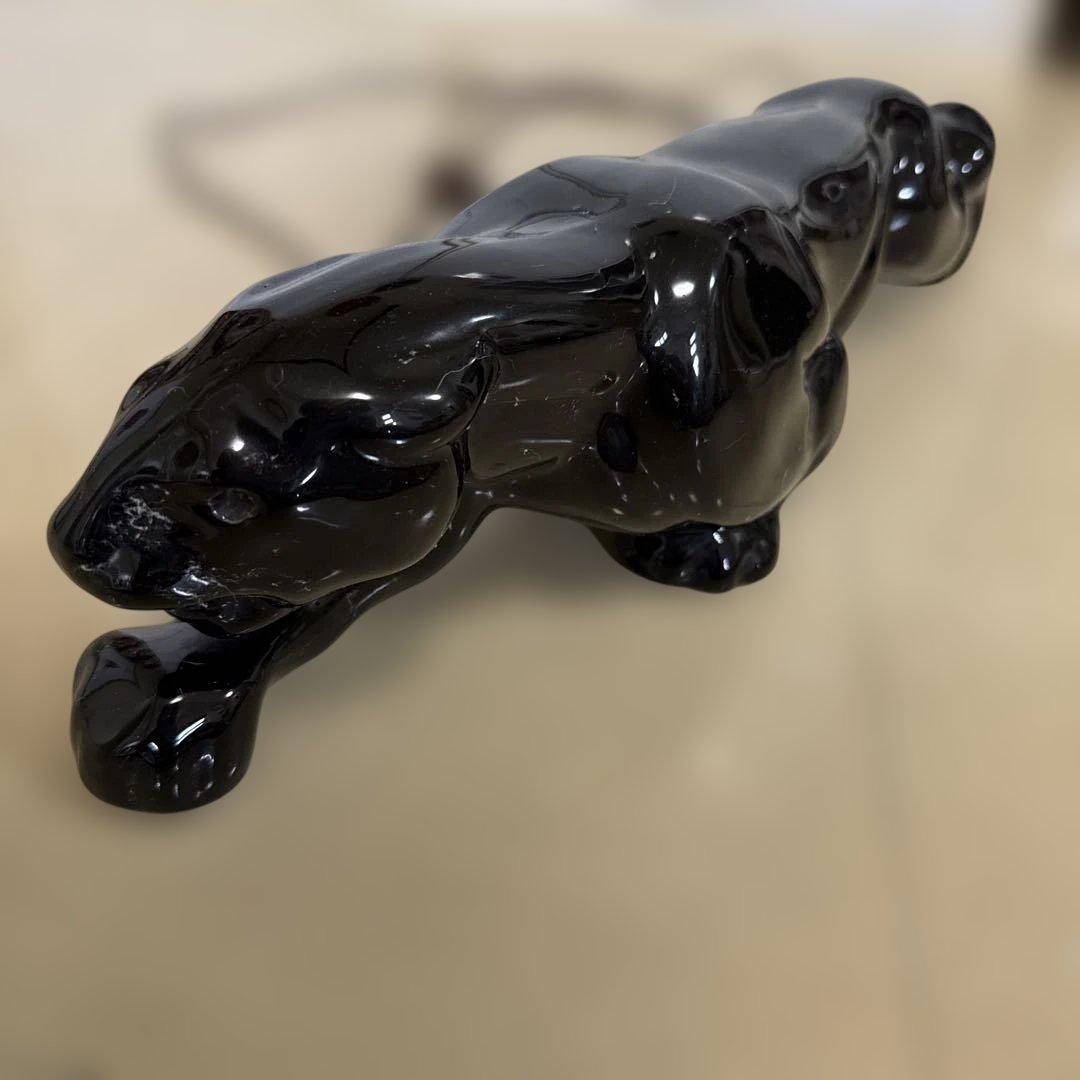 ビンテージ　陶器製 黒豹の置物 約48cm ランプ