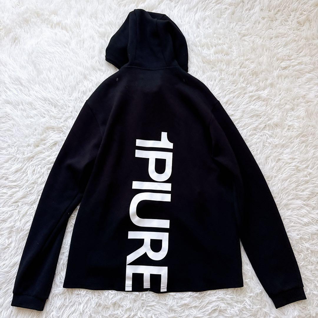 XLサイズ✨1PIU1UGUALE3 ロゴパーカー フーディ フルジップ 黒