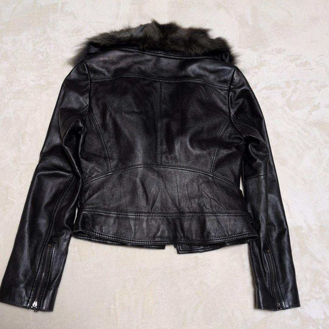アンディ Andy ラムレザー ファー付き レザージャケット レディース S 黒