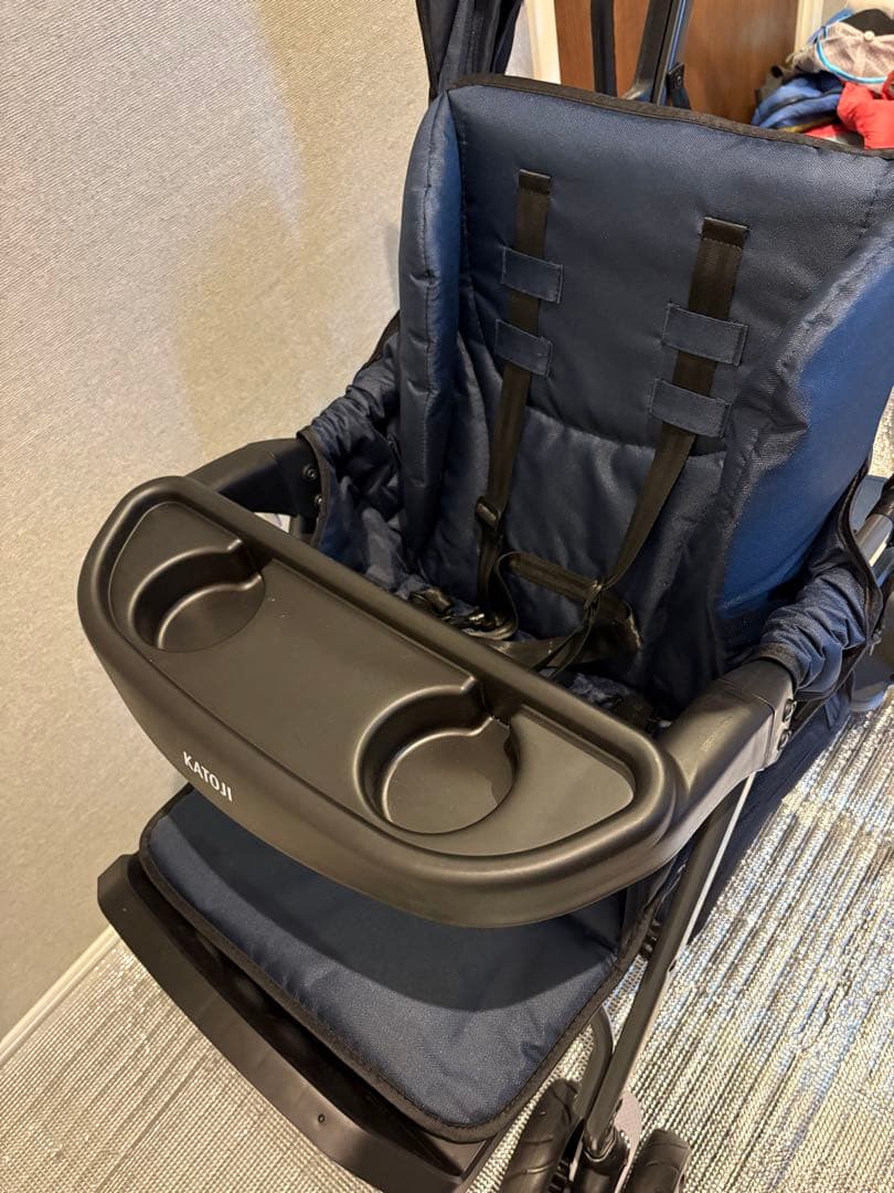 【美品】KATOJI カトージ ベビーカー 二人でゴー　ネイビー　2人乗り用
