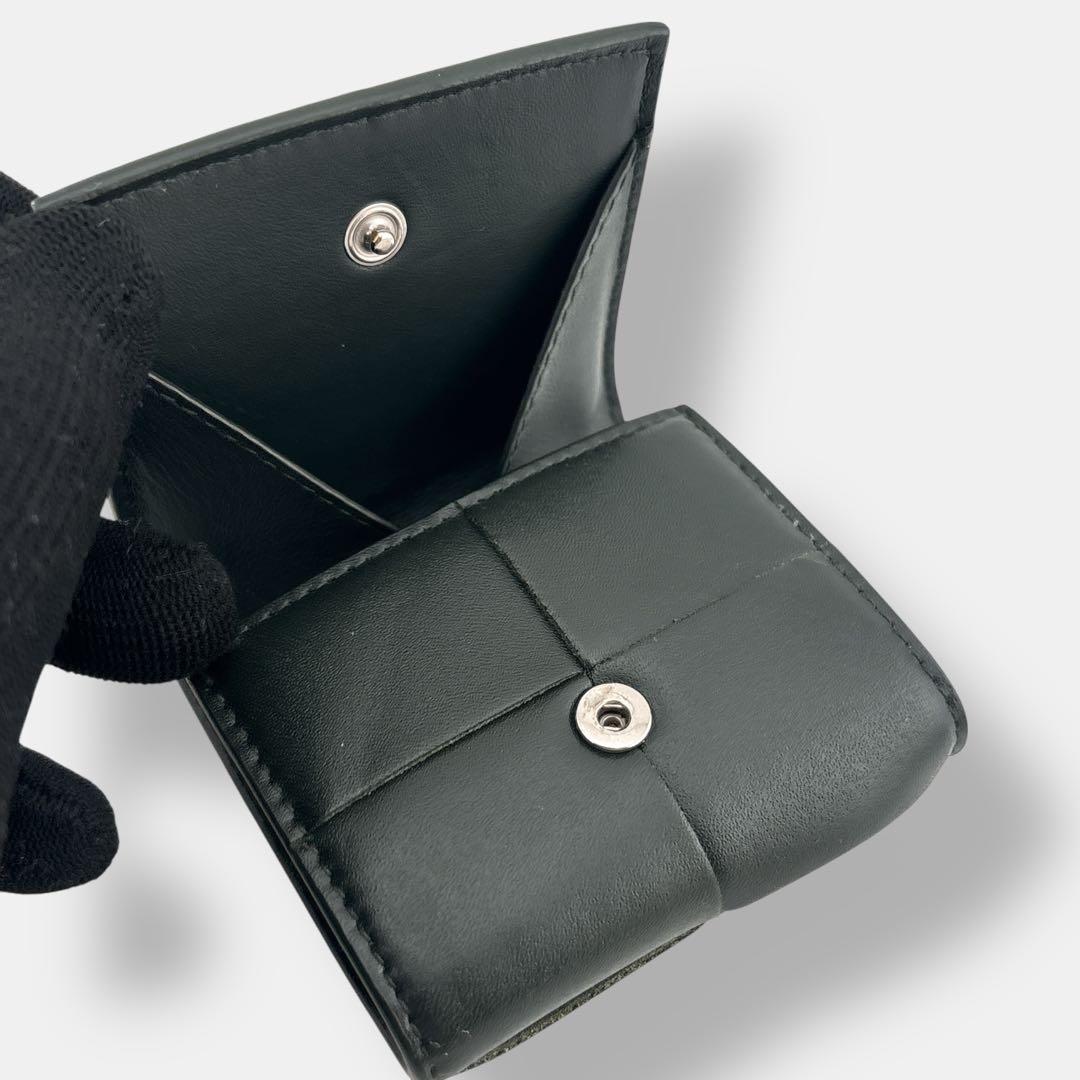 美品 現行 ボッテガヴェネタ カセット ケース ダークグリーン レザー