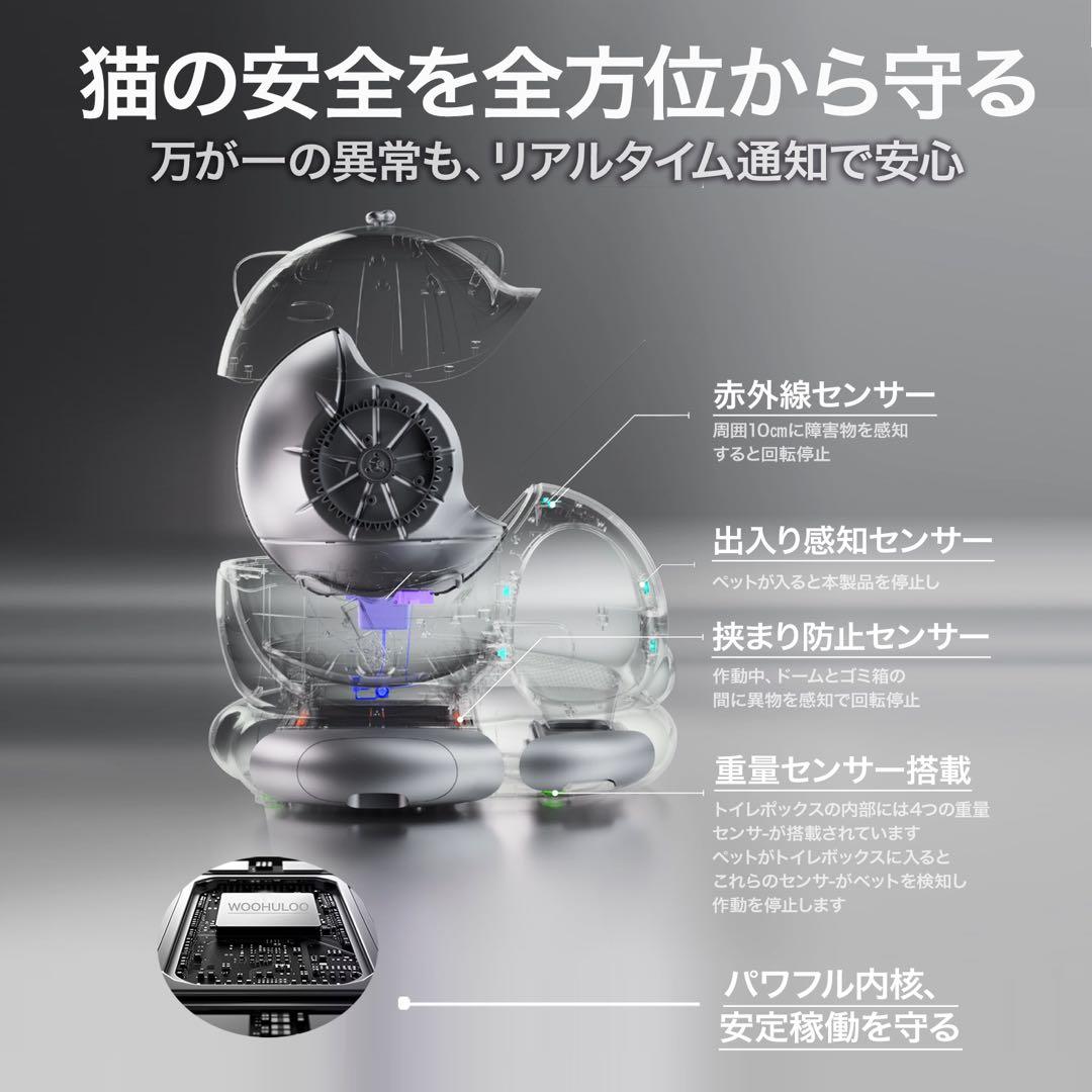 WooHuloo 自動猫用トイレ AI機能　猫トイレ　猫用トイレ　自動トイレ