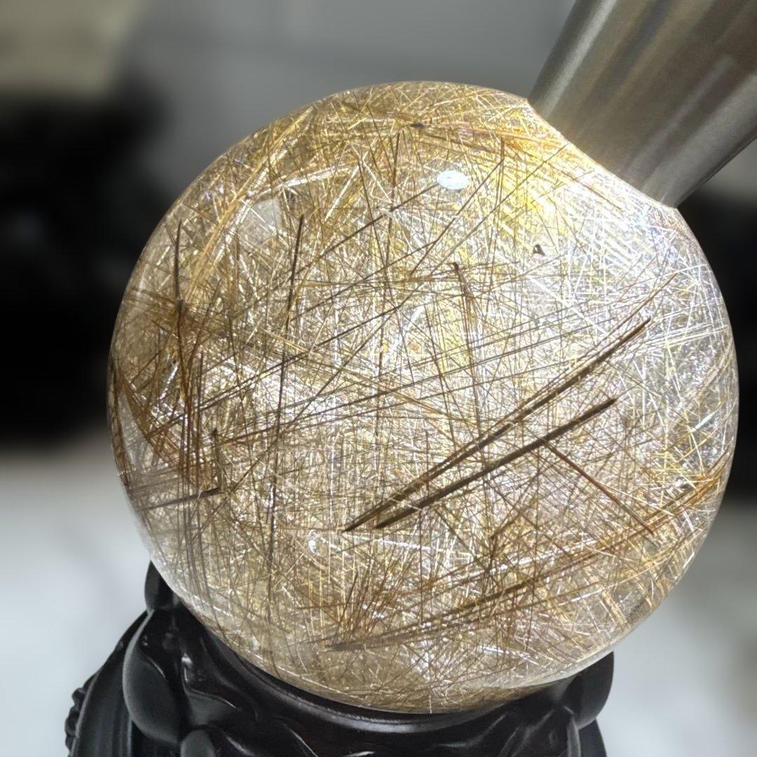 【コレクション】シルバールチルクォーツ スフィア 約8cm（天然水晶 丸玉）