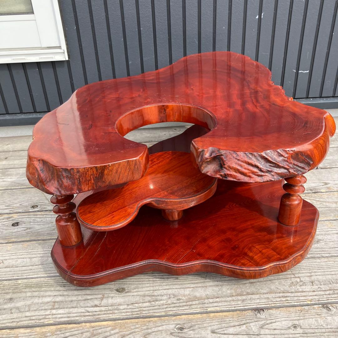 昭和レトロ 一枚板 お座敷ワゴン ポットワゴン 木製 古家具 サイドテーブル