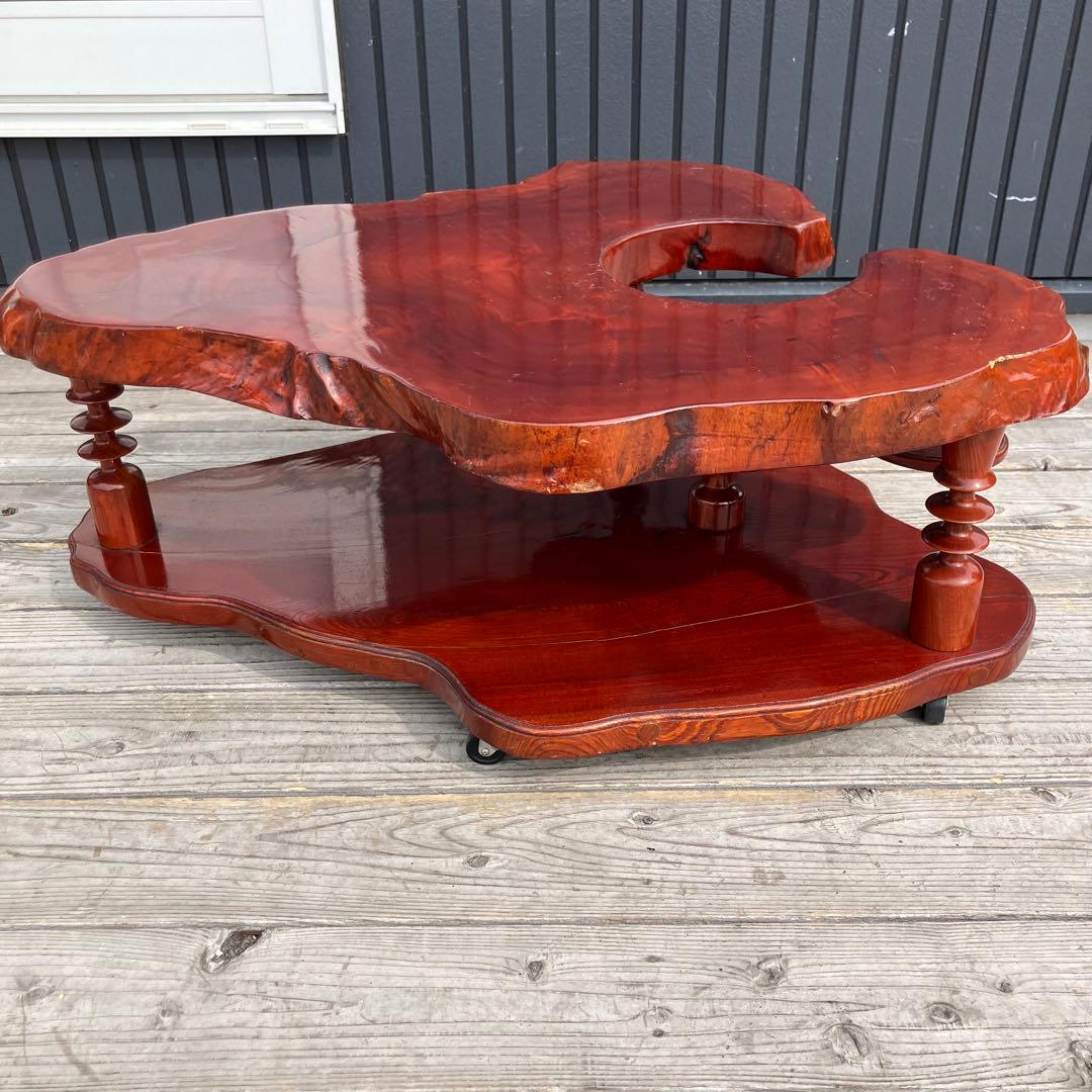 昭和レトロ 一枚板 お座敷ワゴン ポットワゴン 木製 古家具 サイドテーブル