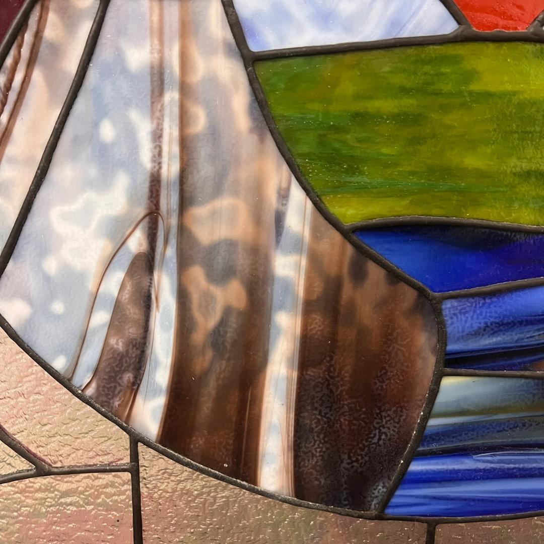 フォロー割　大型ヴィンテージ　ステンドグラス　アンティークパネル 82×83.5
