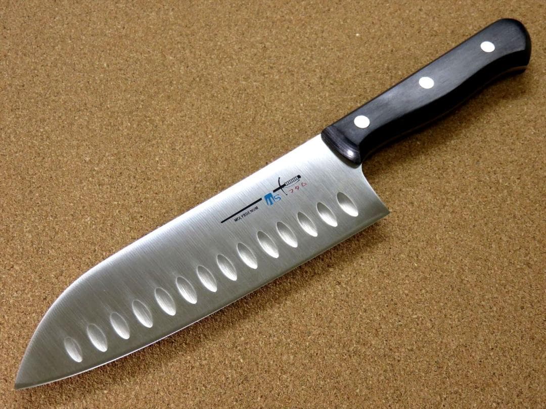 関の刃物 サーモン三徳包丁 170mm モリブデン ディンプル 両刃 万能包丁