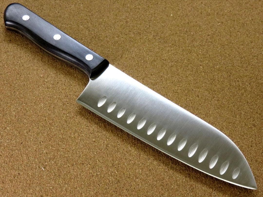 関の刃物 サーモン三徳包丁 170mm モリブデン ディンプル 両刃 万能包丁