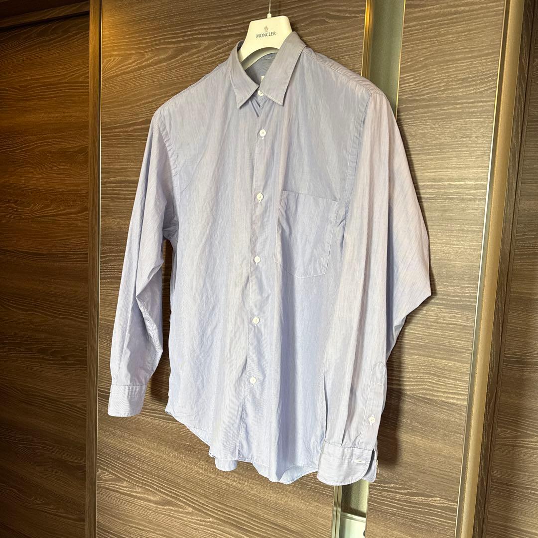 2021AW COMOLI コモリシャツ　ポプリン　ストライプ sax サイズ2