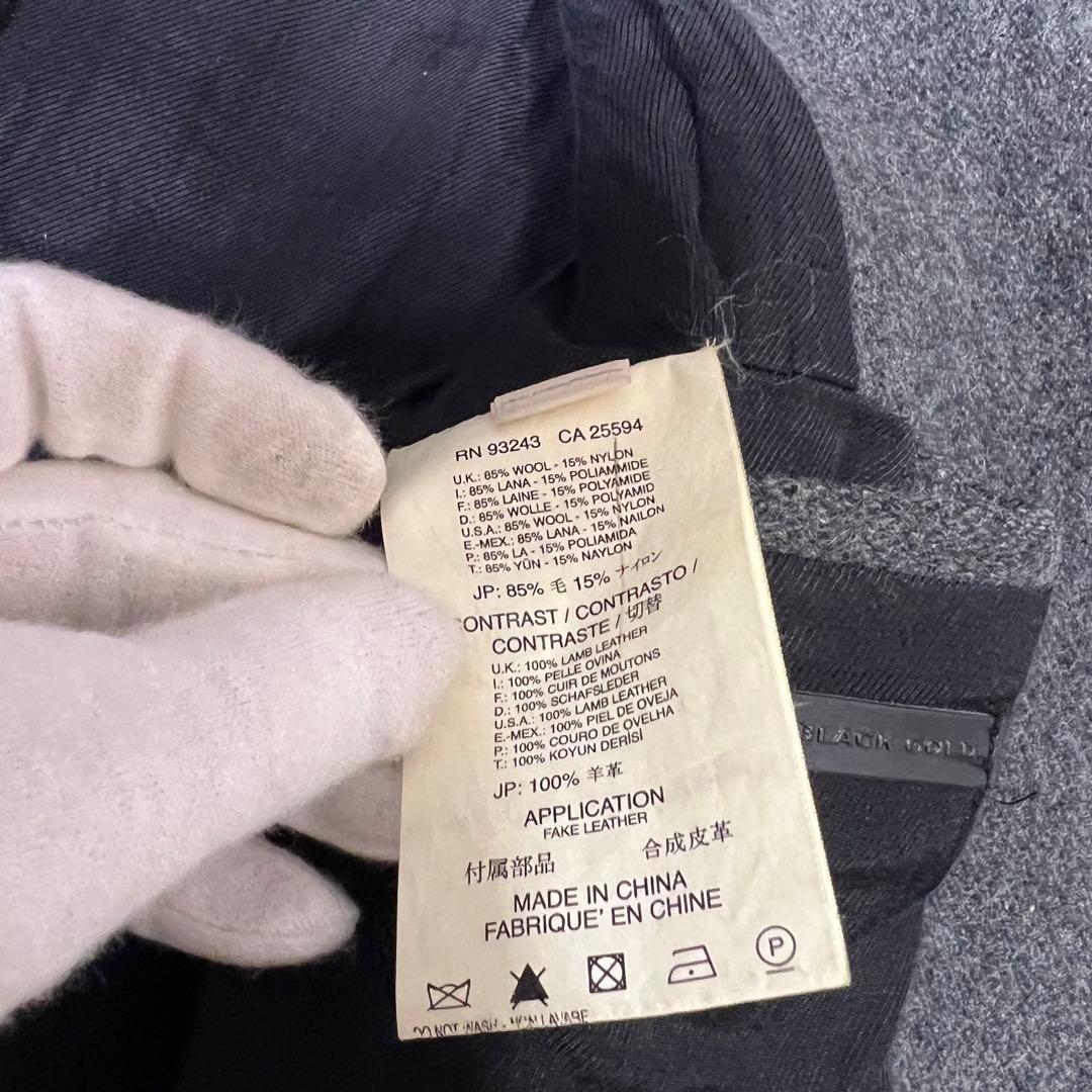 【希少柄✨️】ディーゼルブラックゴールド 裏地総柄 袖レザー チェスターコート