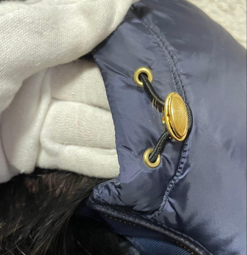 【3908】ナノユニバース×西川ダウン ファーフードベスト 38 ネイビー