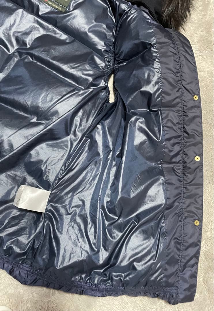 【3908】ナノユニバース×西川ダウン ファーフードベスト 38 ネイビー