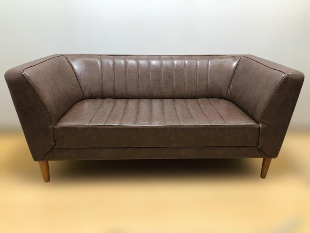 送料無料 2人掛けソファ レザー調 インテリアショップ カフェ風　112925