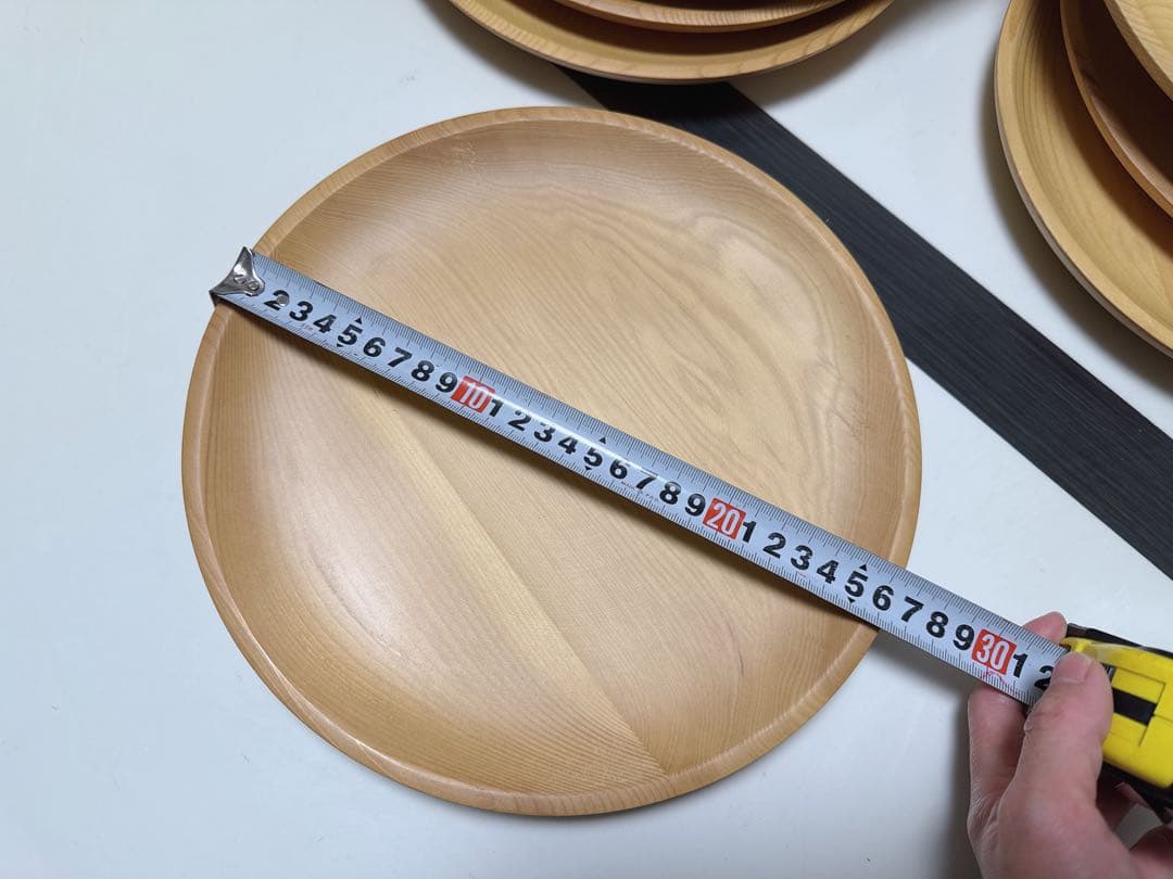 【未使用品】木製皿 円形 ナチュラルウッド　9枚
