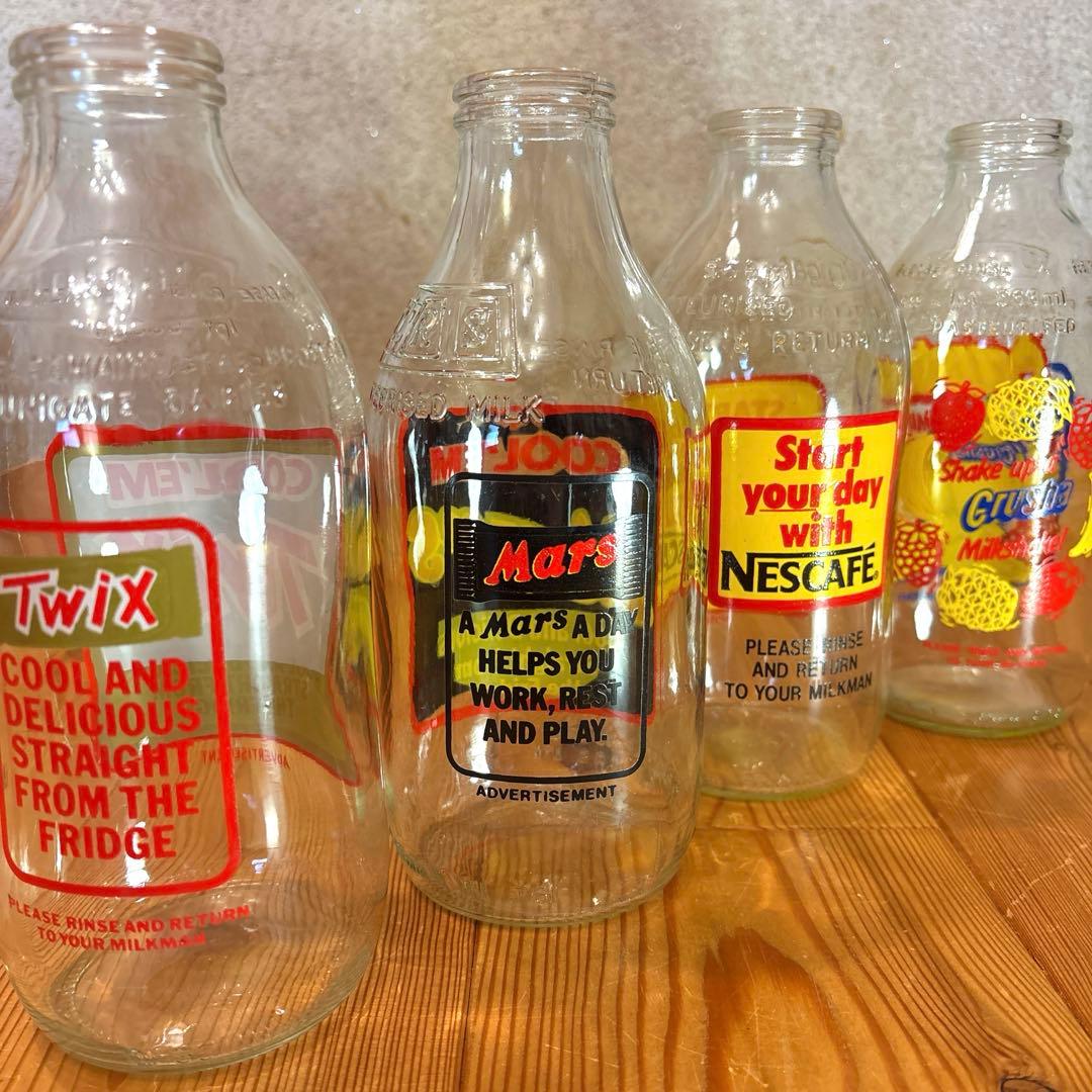 80年代　イギリス　アドバタイジング　牛乳瓶　セット