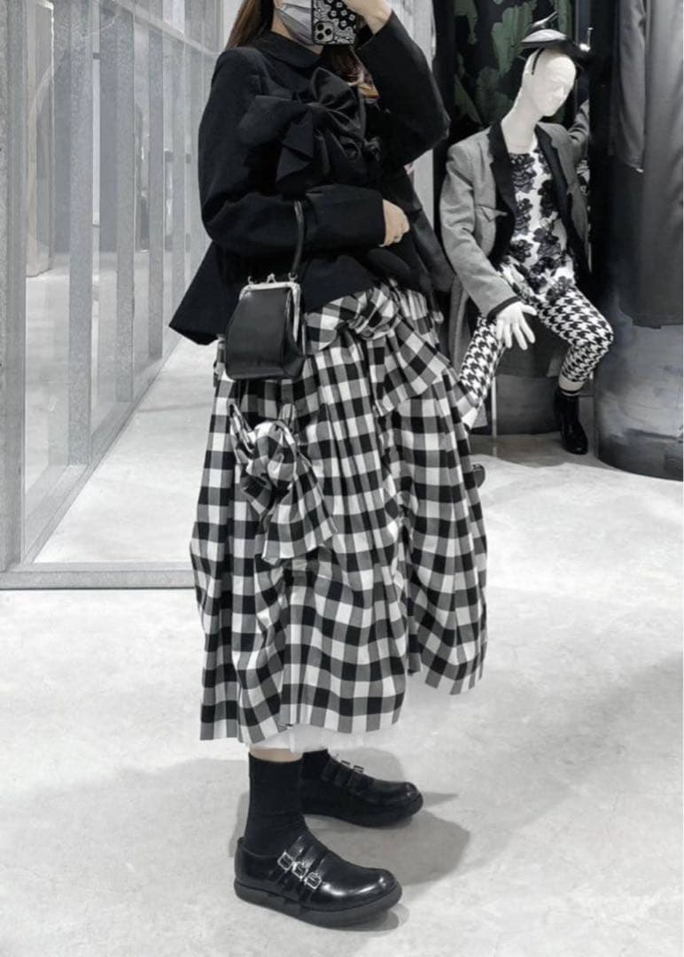 COMME des GARÇONS ギンガムチェック柄スカート　リボン