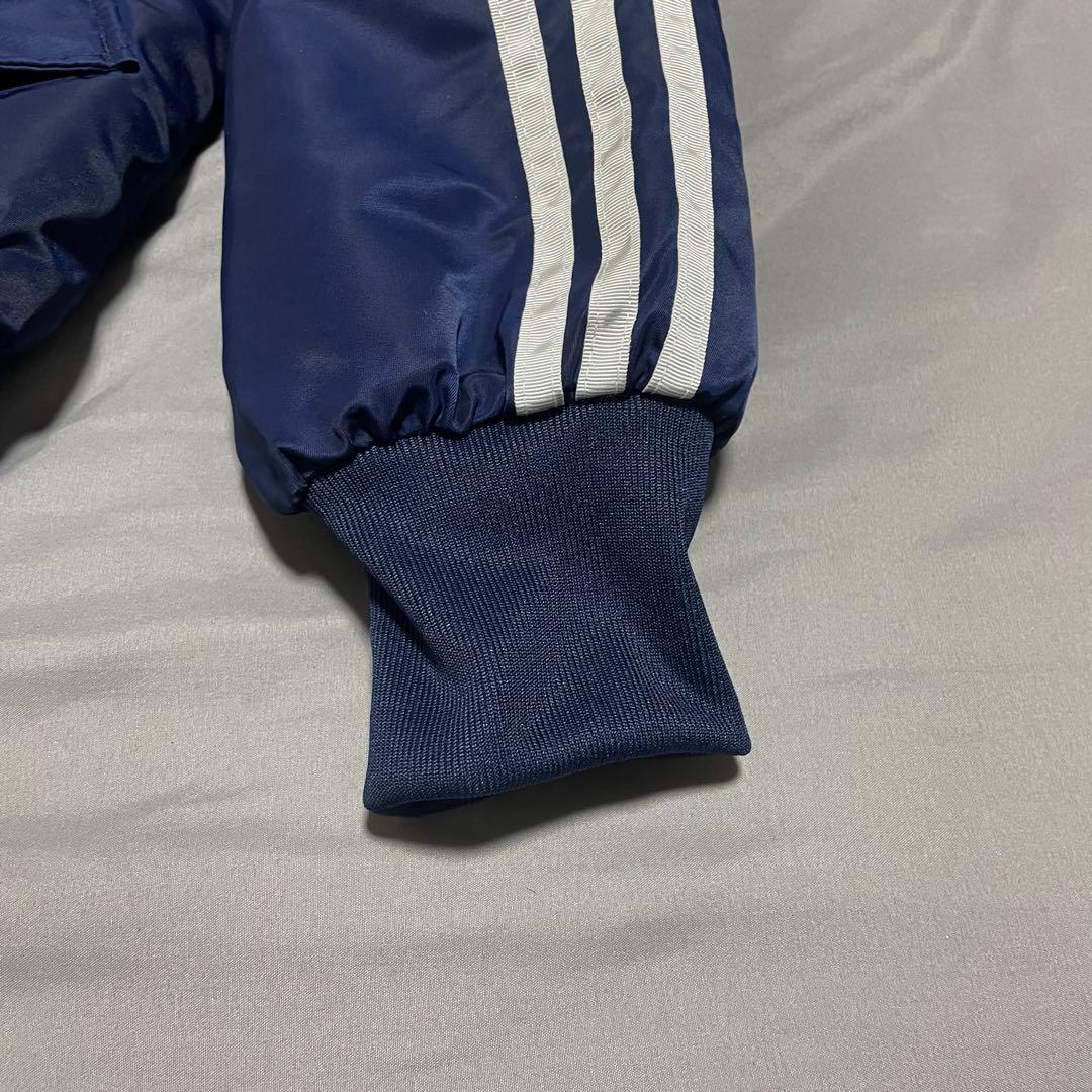 【美品】adidas MA-1ジャケット S ネイビー　トレフォイルロゴ　肉厚