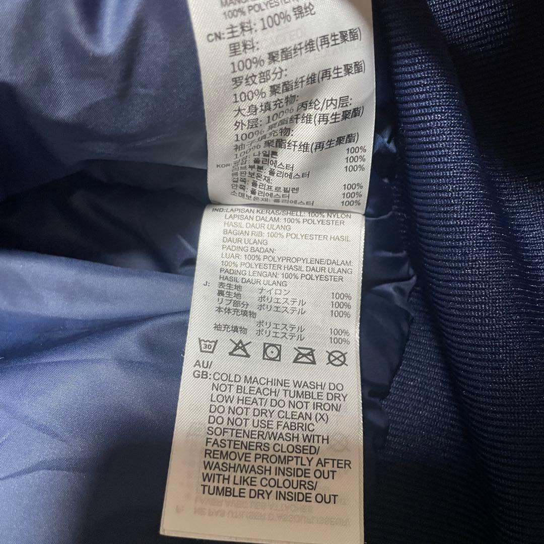 【美品】adidas MA-1ジャケット S ネイビー　トレフォイルロゴ　肉厚