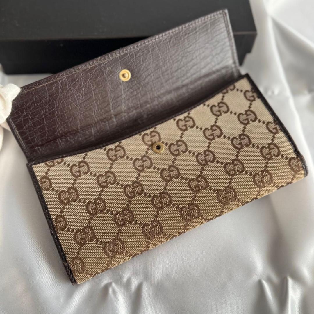 GUCCI グッチ GGキャンバス レザー　ホースビット 長財布 800910