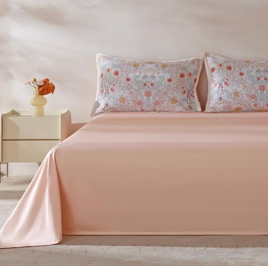オーダーメイド可 エジプト超長綿 高品質 600TC サーモンピンク 花柄 模様