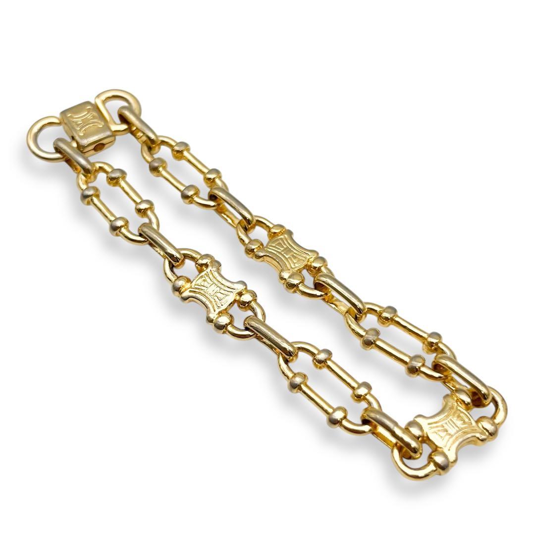 【美品】セリーヌ　マカダム　チェーン　ブレスレット　ゴールド　アクセサリー638